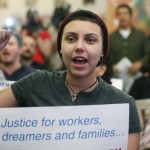 NEW YORK, NY - JANUARY 29: Undocumented immigrant Katherine Taberes, originally from Colombia, cheers during a watch party of President Barack Obama's speech on immigration on January 29, 2013 in New York City. Obama called for immigration reform and a "pathway to citizenship" for the nation's 11 million undocumented immigrants. (Photo by Mario Tama/Getty Images)