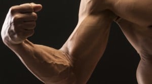 A close-up of a muscular arm flexing. Source: The Miss Information