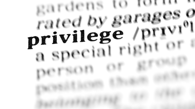 Close-up of the dictionary definition of "privilege"