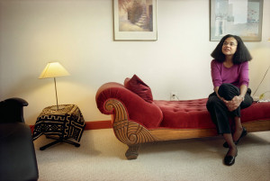 A person sitting on a psychotherapist couch