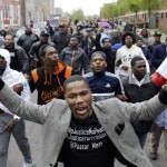 Protesters in Baltimore marching for justice for Freddie Gray