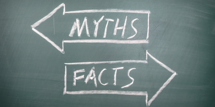 On a chalkboard, "Myths" and "Facts" is written
