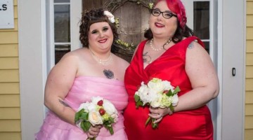 The author and her partner on their wedding day