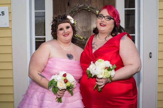 The author and her partner on their wedding day