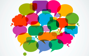 A group of colorful speech bubbles