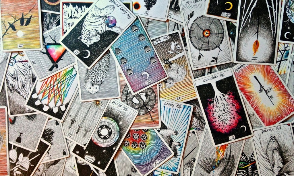 A pile of tarot cards